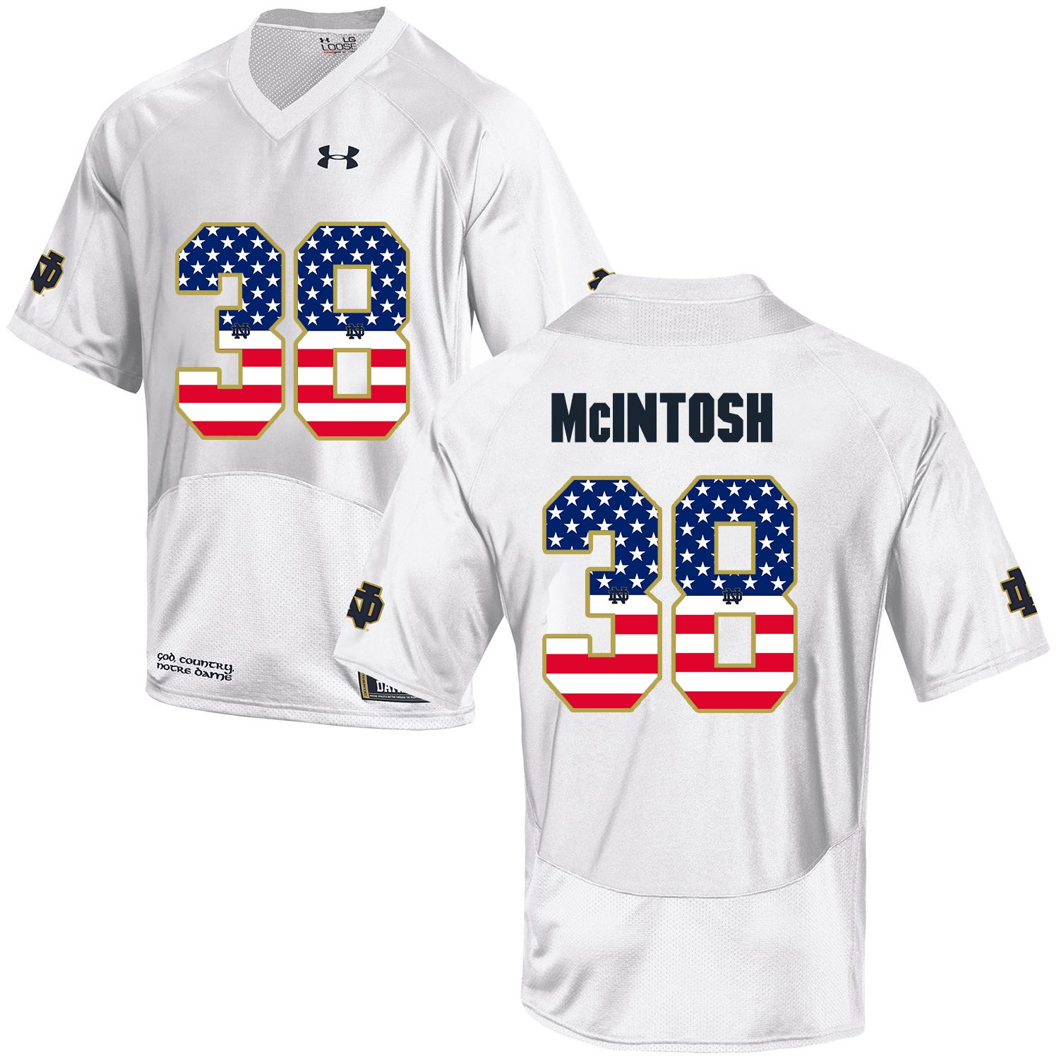 Men Norte Dame Fighting Irish #38 Mcintosh White Flag Customized NCAA Jerseys